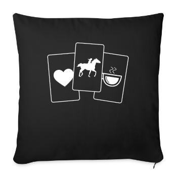 Coeur - Café - Équitation - Coeur - Café - Fer à cheval - Housse de coussin décorative 45 x 45 cm - noir - Devant