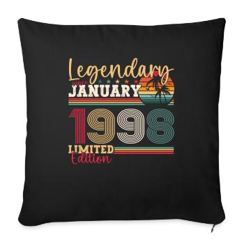 25e anniversaire né en 1998 janvier cadeau homme - Housse de coussin décorative 45 x 45 cm - noir - Devant