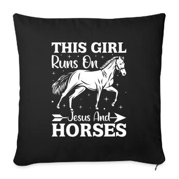 This Girl Runs On Jesus And Horses - (2) - Sofa pillowcase 17,3'' x 17,3'' (45 x 45 cm) - black - Front