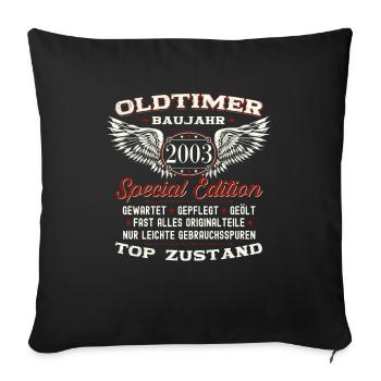 20. Geburtstag Oldtimer Jahrgang 2003 Geschenk - Sofakissenbezug 45 x 45 cm - Schwarz - Vorne