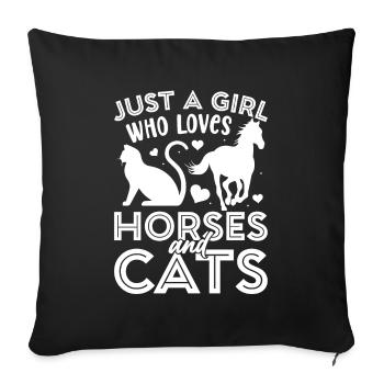 Juste une fille qui aime les chevaux et les chats 1 - - Housse de coussin décorative 45 x 45 cm - noir - Devant