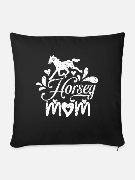 Pferdchen-Mama - - Sofakissenbezug 45 x 45 cm - Schwarz