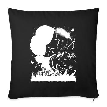 Fille Cheval - - Housse de coussin décorative 45 x 45 cm - noir - Devant