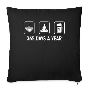 365 jours par an - Bière - Yoga - - Housse de coussin décorative 45 x 45 cm - noir - Devant