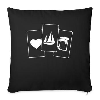 Heart - Beer - Sailing - - Sofa pillowcase 17,3'' x 17,3'' (45 x 45 cm) - black - Front