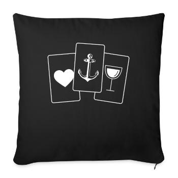 Herz - Wein - Anker - - Sofakissenbezug 45 x 45 cm - Schwarz - Vorne