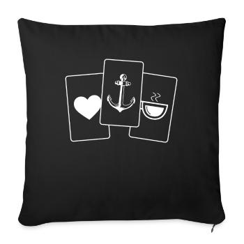 Coeur - Café - Ancre - - Housse de coussin décorative 45 x 45 cm - noir - Devant