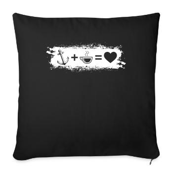 Grunge Rectangle - Coeur - Café - Ancre - - Housse de coussin décorative 45 x 45 cm - noir - Devant