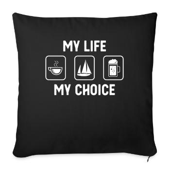 Ma vie, mon choix - Bière - Voile - - Housse de coussin décorative 45 x 45 cm - noir - Devant