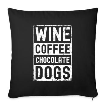 Wine-Coffee-Chocolate-Dogs - Sofa pillowcase 17,3'' x 17,3'' (45 x 45 cm) - black - Front