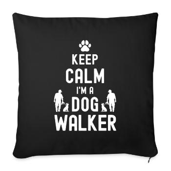 Restez calme Je suis un promeneur de chiens - Housse de coussin décorative 45 x 45 cm - noir - Devant