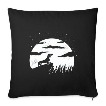 Mond und Hund - Sofakissenbezug 45 x 45 cm - Schwarz - Vorne