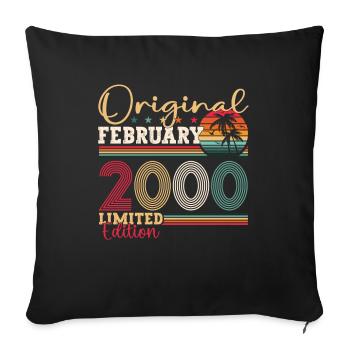 Cadeau d’anniversaire original février millésime 2000 - Housse de coussin décorative 45 x 45 cm - noir - Devant