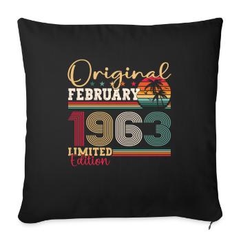 Original February vintage 1963 birthday gift - Sofa pillowcase 17,3'' x 17,3'' (45 x 45 cm) - black - Front