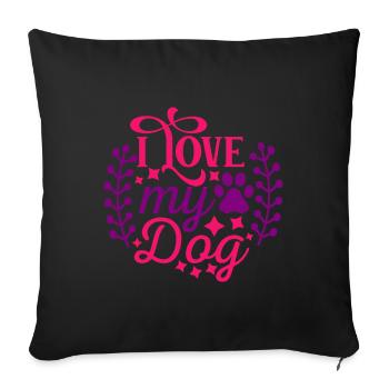Ich liebe meinen Hund - Sterne und Pfote - Sofakissenbezug 45 x 45 cm - Schwarz - Vorne