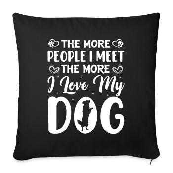 Plus je rencontre de gens, plus j’aime - Housse de coussin décorative 45 x 45 cm - noir - Devant