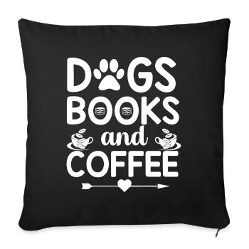 Hundebücher und Kaffee - Herz und Pfeil - Sofakissenbezug 45 x 45 cm - Schwarz - Vorne