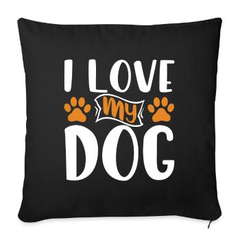 Ich liebe meinen Hund - Pfoten - Sofakissenbezug 45 x 45 cm - Schwarz - Vorne