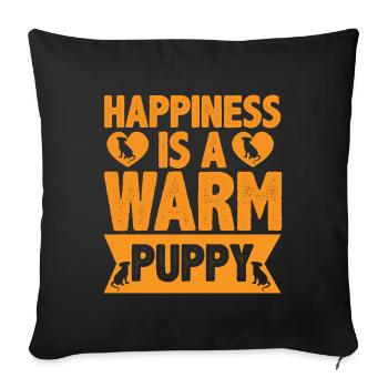 Happiness is a warm pooch - Heart and Dogs - Sofa pillowcase 17,3'' x 17,3'' (45 x 45 cm) - black - Front