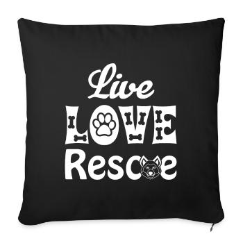 Live love rescue - Hundekopf - Pfoten - Knochen - Sofakissenbezug 45 x 45 cm - Schwarz - Vorne