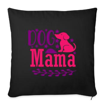 Maman chien - rose - Housse de coussin décorative 45 x 45 cm - noir - Devant