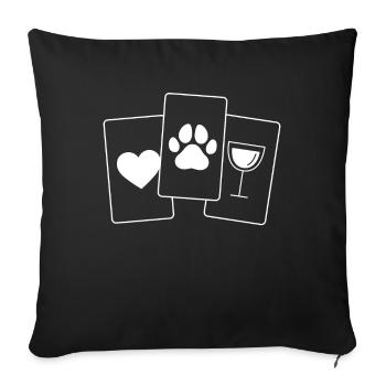 Coeur - Vin - Patte de chien - - Housse de coussin décorative 45 x 45 cm - noir - Devant