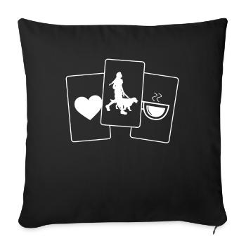 Heart - Coffee - Woman with Dog - - Sofa pillowcase 17,3'' x 17,3'' (45 x 45 cm) - black - Front