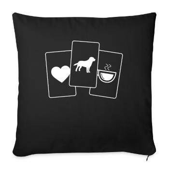 Heart - Coffee - Dog - - Sofa pillowcase 17,3'' x 17,3'' (45 x 45 cm) - black - Front