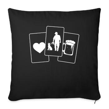 Herz - Bier - Mann mit Hund - - Sofakissenbezug 45 x 45 cm - Schwarz - Vorne