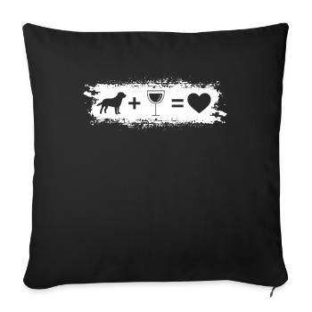 Grunge Rectangle - Coeur - Vin - Chien - - Housse de coussin décorative 45 x 45 cm - noir - Devant