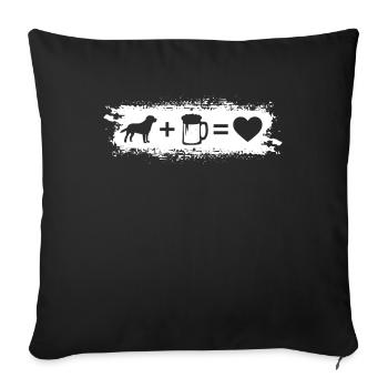 Grunge-Rechteck - Herz - Bier - Hund - - Sofakissenbezug 45 x 45 cm - Schwarz - Vorne