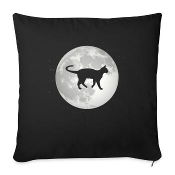Pleine Lune - Chat - - Housse de coussin décorative 45 x 45 cm - noir - Devant