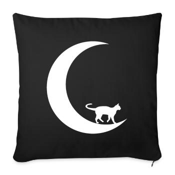 Croissant de Lune - Chat - - Housse de coussin décorative 45 x 45 cm - noir - Devant