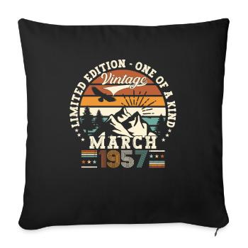66th birthday Mann Original March Born 1957 - Sofa pillowcase 17,3'' x 17,3'' (45 x 45 cm) - black - Front