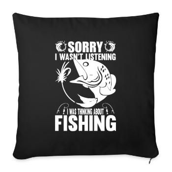Désolé de ne pas écouter, je pensais au poisson - Housse de coussin décorative 45 x 45 cm - noir - Devant