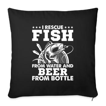 I rescue fish from the water and beer from the F - Sofa pillowcase 17,3'' x 17,3'' (45 x 45 cm) - black - Front