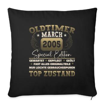 18. Geburtstag Mann März Jahrgang 2005 Oldtimer - Sofakissenbezug 45 x 45 cm - Schwarz - Vorne