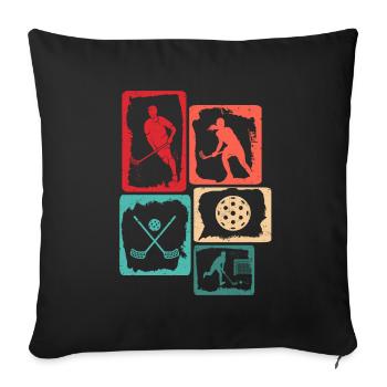 Floorball Player Floorballer Kids Floorball - Sofa pillowcase 17,3'' x 17,3'' (45 x 45 cm) - black - Front
