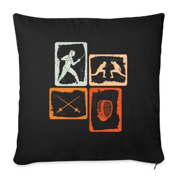 Escrime Clôture Enfants Escrimeurs - Housse de coussin décorative 45 x 45 cm - noir - Devant