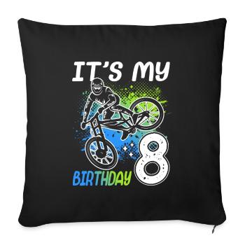 8ème anniversaire vélo de montagne 8 ans - Housse de coussin décorative 45 x 45 cm - noir - Devant