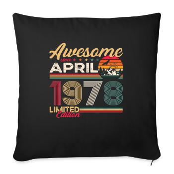 45e anniversaire homme April né en 1978 Génial - Housse de coussin décorative 45 x 45 cm - noir - Devant