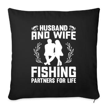 Ehemann und Ehefrau Angeln Partner für das Leben 1 - Sofakissenbezug 45 x 45 cm - Schwarz - Vorne