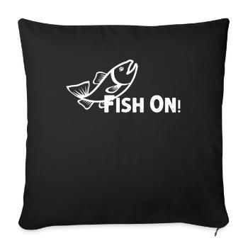 Fish on - - Sofa pillowcase 17,3'' x 17,3'' (45 x 45 cm) - black - Front