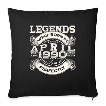 33rd birthday man April born 1990 Oldtimer - Sofa pillowcase 17,3'' x 17,3'' (45 x 45 cm) - black - Front