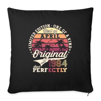 39e anniversaire homme Best of April né en 1984 - Housse de coussin décorative 45 x 45 cm - noir - Devant