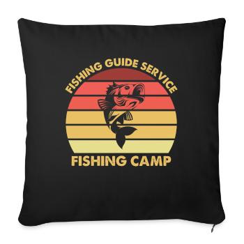 Fishing Guide Service Fishing Camp - - Sofa pillowcase 17,3'' x 17,3'' (45 x 45 cm) - black - Front