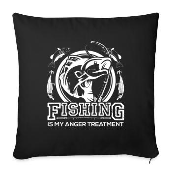 Fishing is my anger treatment - - Sofa pillowcase 17,3'' x 17,3'' (45 x 45 cm) - black - Front