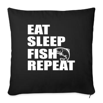 Eat Sleep Fish Repetition - - Sofa pillowcase 17,3'' x 17,3'' (45 x 45 cm) - black - Front