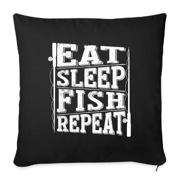 Manger du sommeil Poisson Répéter 2 - - Housse de coussin décorative 45 x 45 cm - noir - Devant