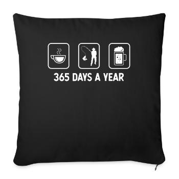 365 jours par an - bière - pêche - - Housse de coussin décorative 45 x 45 cm - noir - Devant
